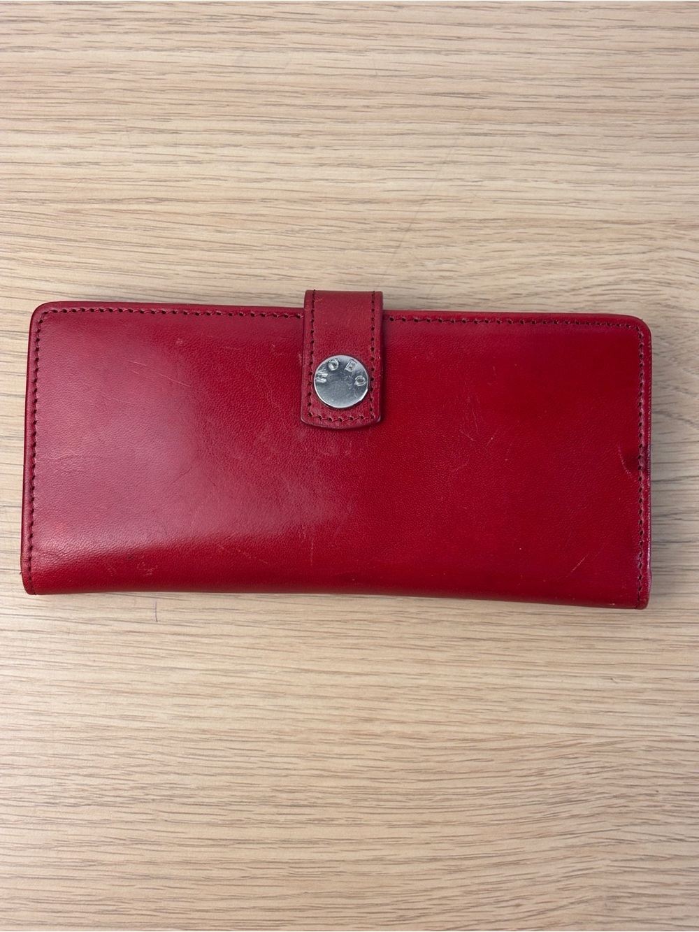 Vintage Hobo International Red Leather Bifold Wallet
